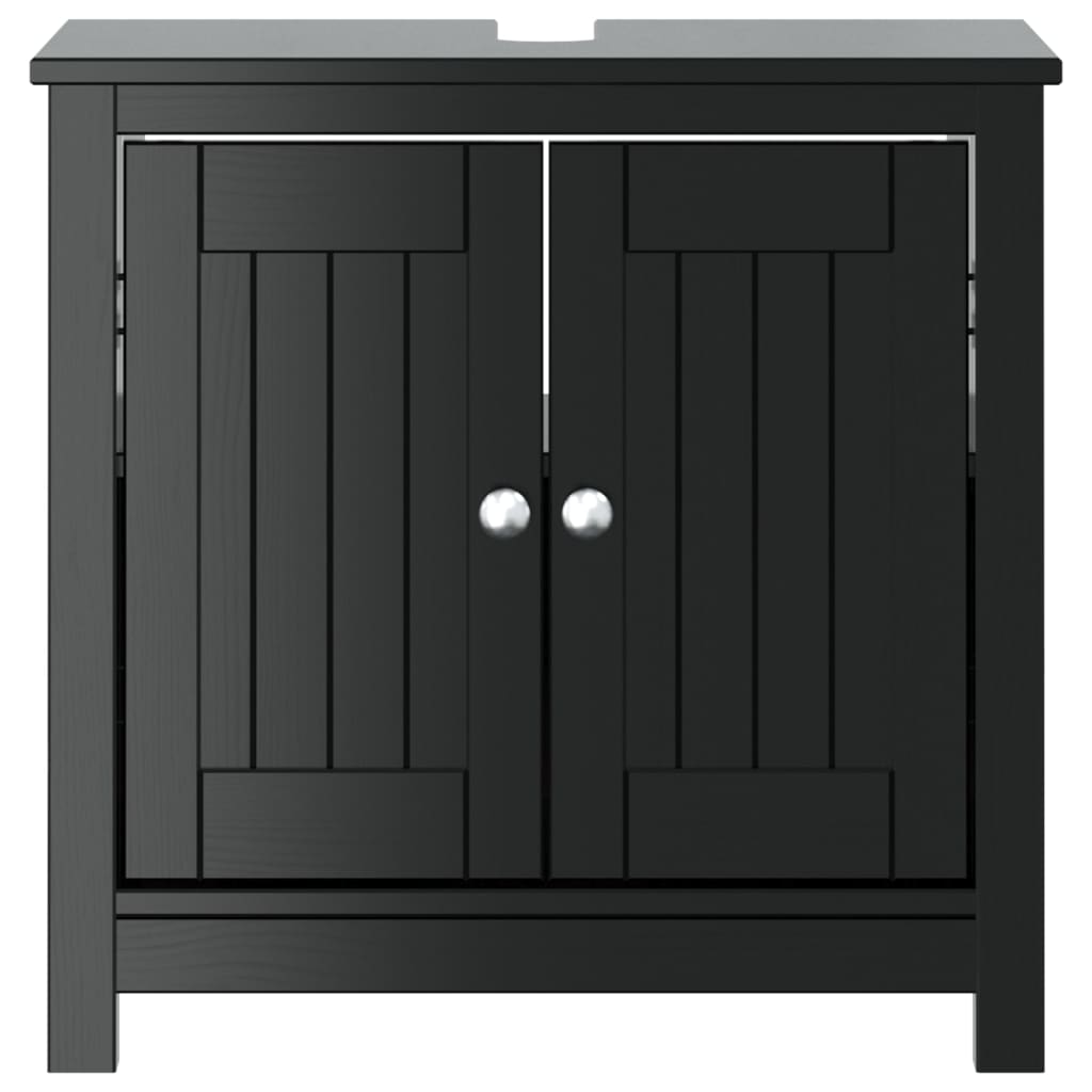 vidaXL Waschbeckenunterschrank BERG Schwarz 60x34x59 cm Kiefernholz