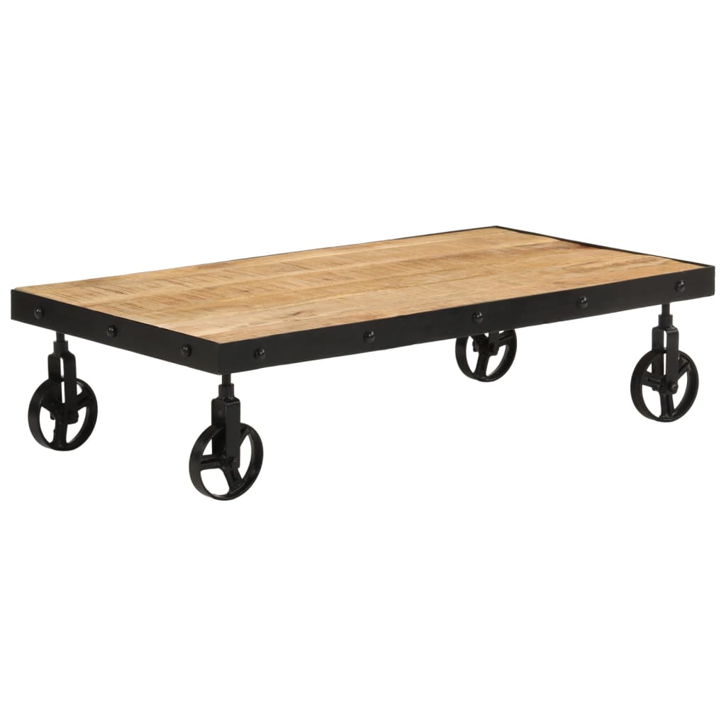 vidaXL Couchtisch mit Rollen Massivholz Mango 100x55x26 cm