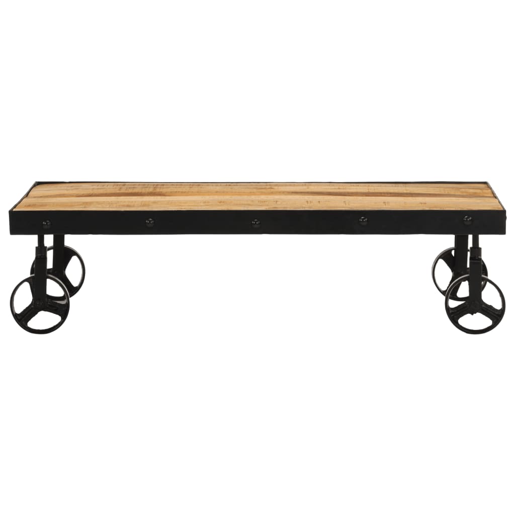vidaXL Couchtisch mit Rollen Massivholz Mango 100x55x26 cm