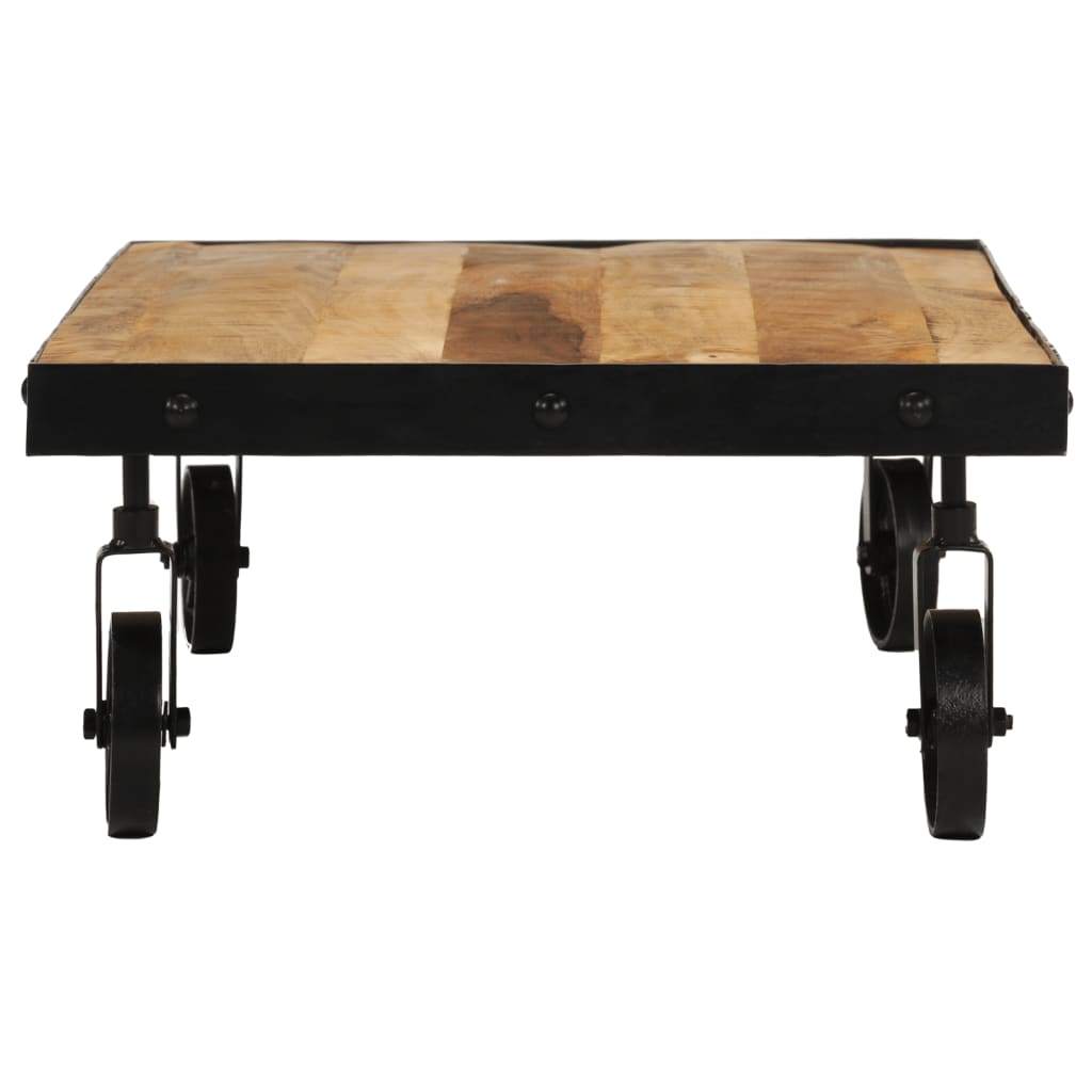 vidaXL Couchtisch mit Rollen Massivholz Mango 100x55x26 cm