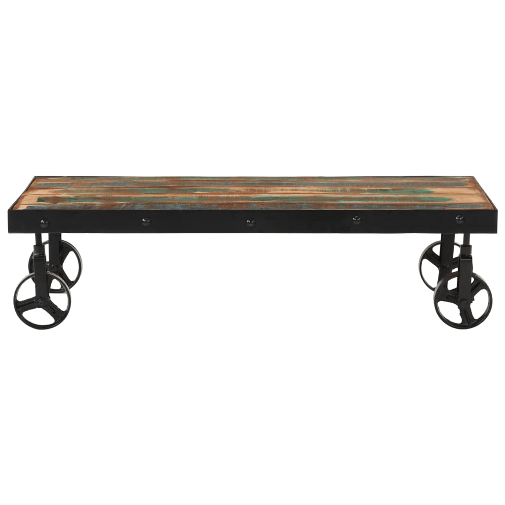 vidaXL Couchtisch mit Rollen Altholz Massiv 100x55x26 cm