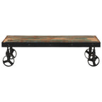 vidaXL Couchtisch mit Rollen Altholz Massiv 100x55x26 cm