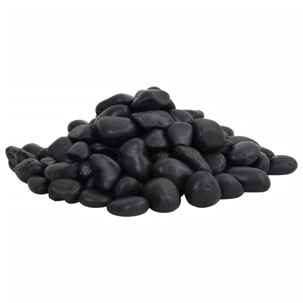 vidaXL Polierte Kiesel 10 kg Schwarz 2-5 cm