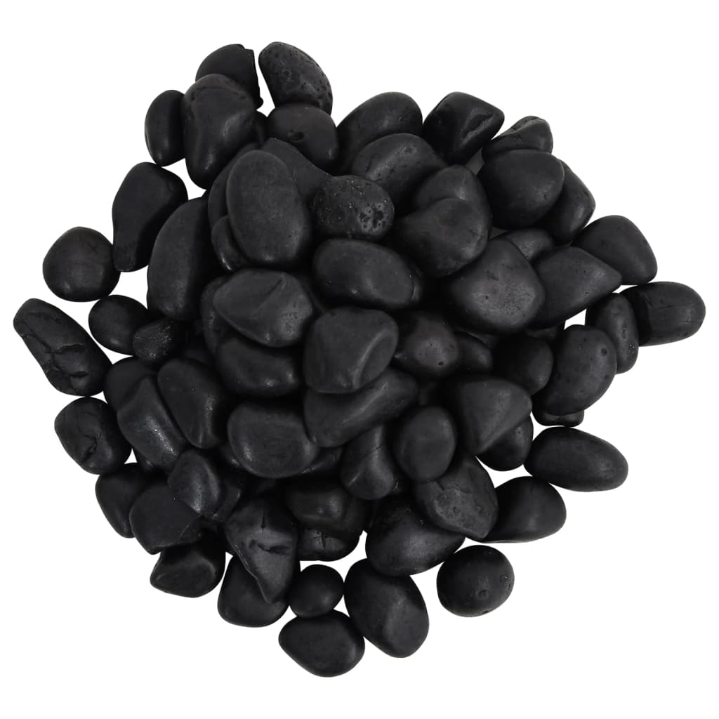 vidaXL Polierte Kiesel 10 kg Schwarz 2-5 cm