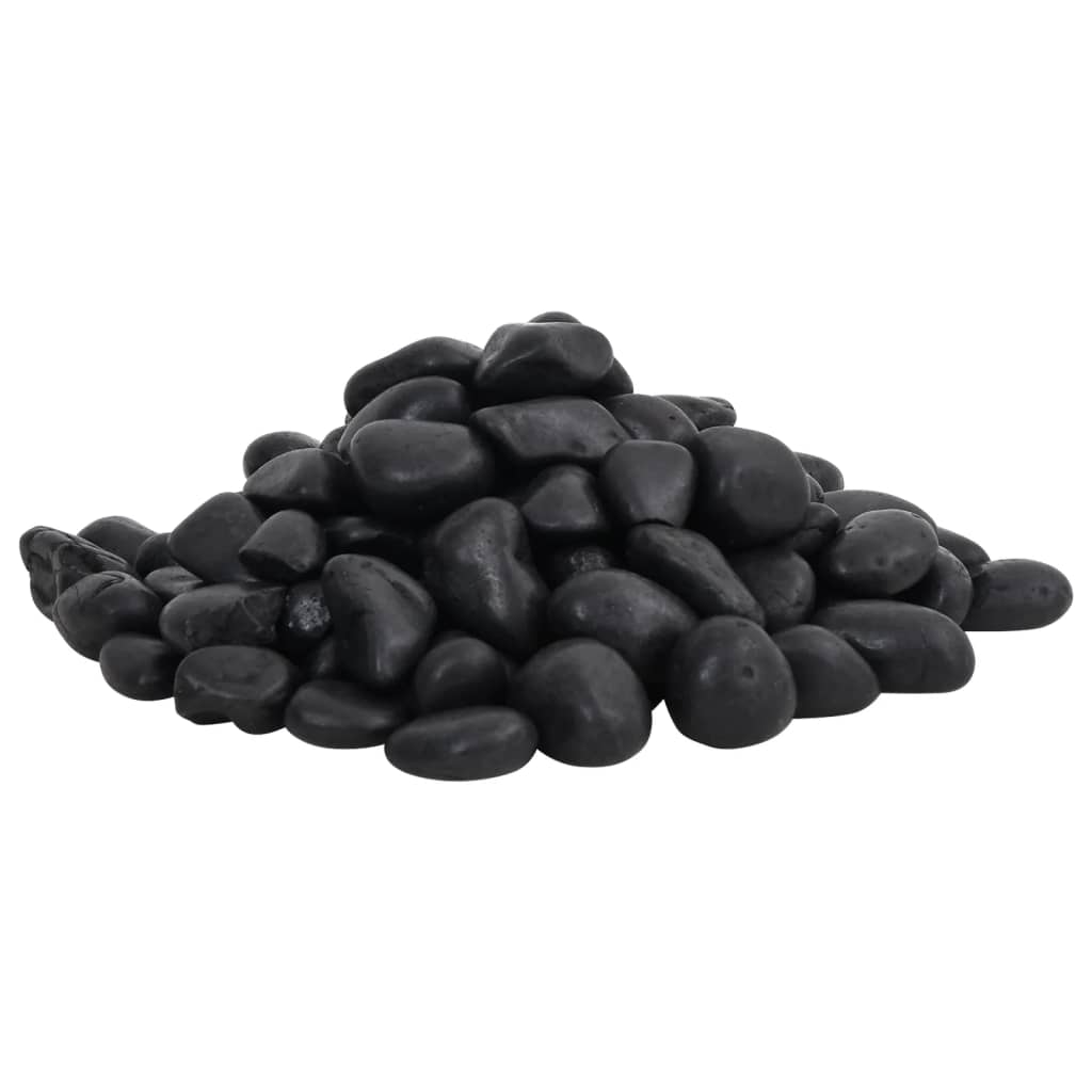 vidaXL Polierte Kiesel 10 kg Schwarz 2-5 cm