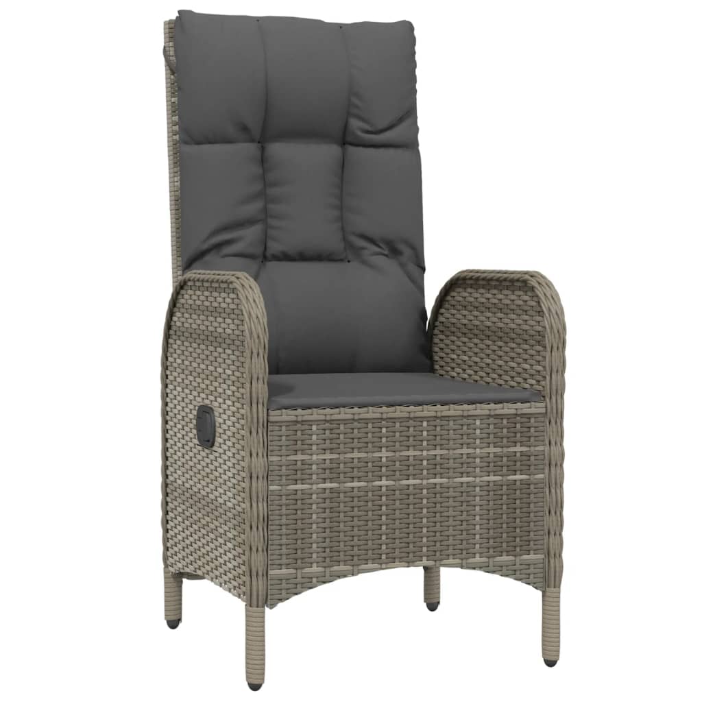 vidaXL 4-tlg. Garten-Essgruppe mit Kissen Grau Poly Rattan