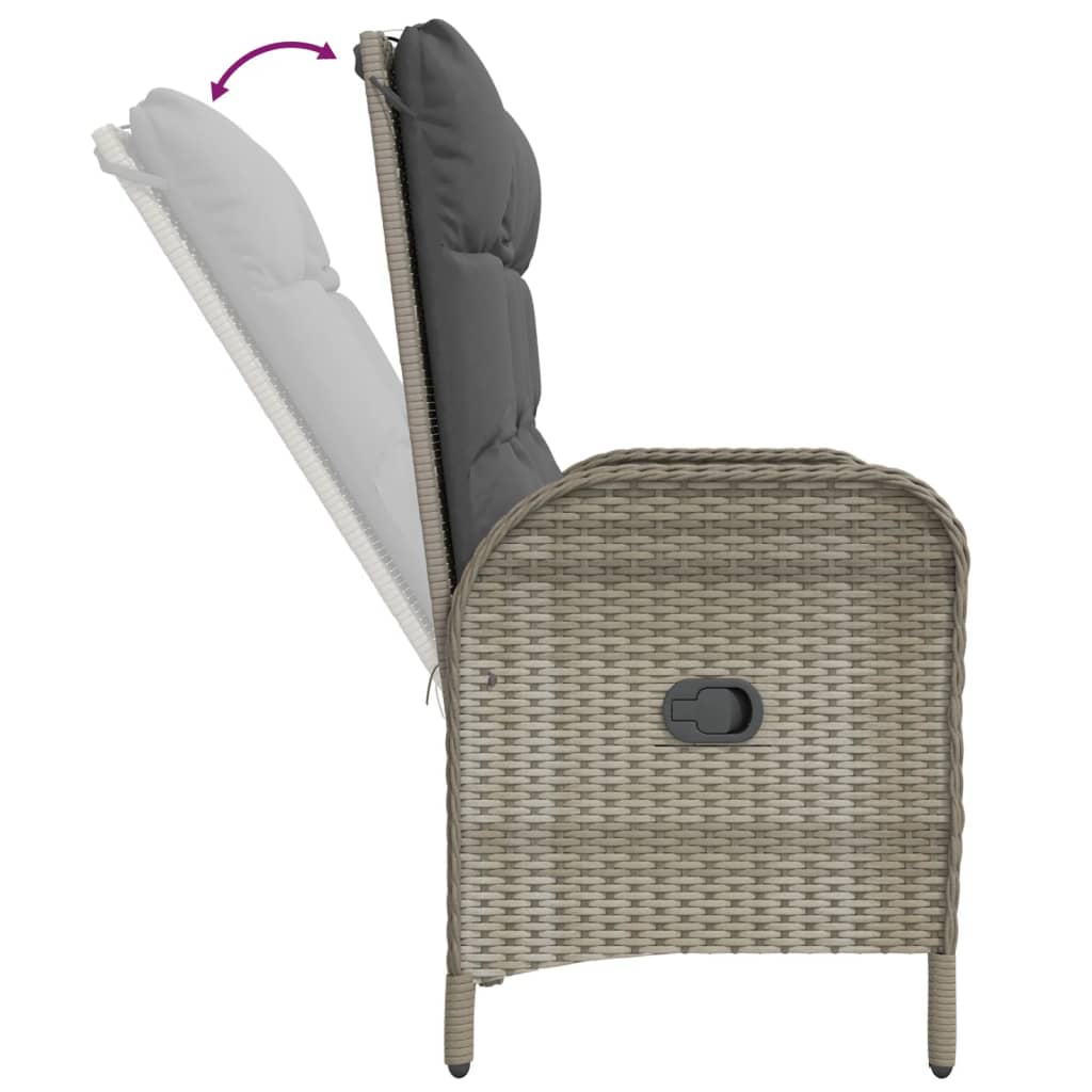 vidaXL 4-tlg. Garten-Essgruppe mit Kissen Grau Poly Rattan