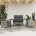 vidaXL 4-tlg. Garten-Essgruppe mit Kissen Grau Poly Rattan