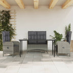 vidaXL 4-tlg. Garten-Essgruppe mit Kissen Grau Poly Rattan
