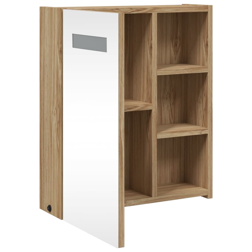 vidaXL Spiegelschrank mit LED-Beleuchtung Eichenoptik 45x13x52 cm