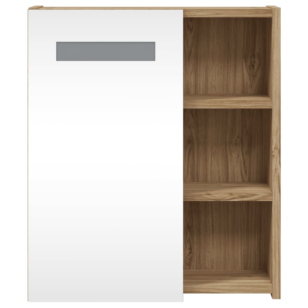 vidaXL Spiegelschrank mit LED-Beleuchtung Eichenoptik 45x13x52 cm