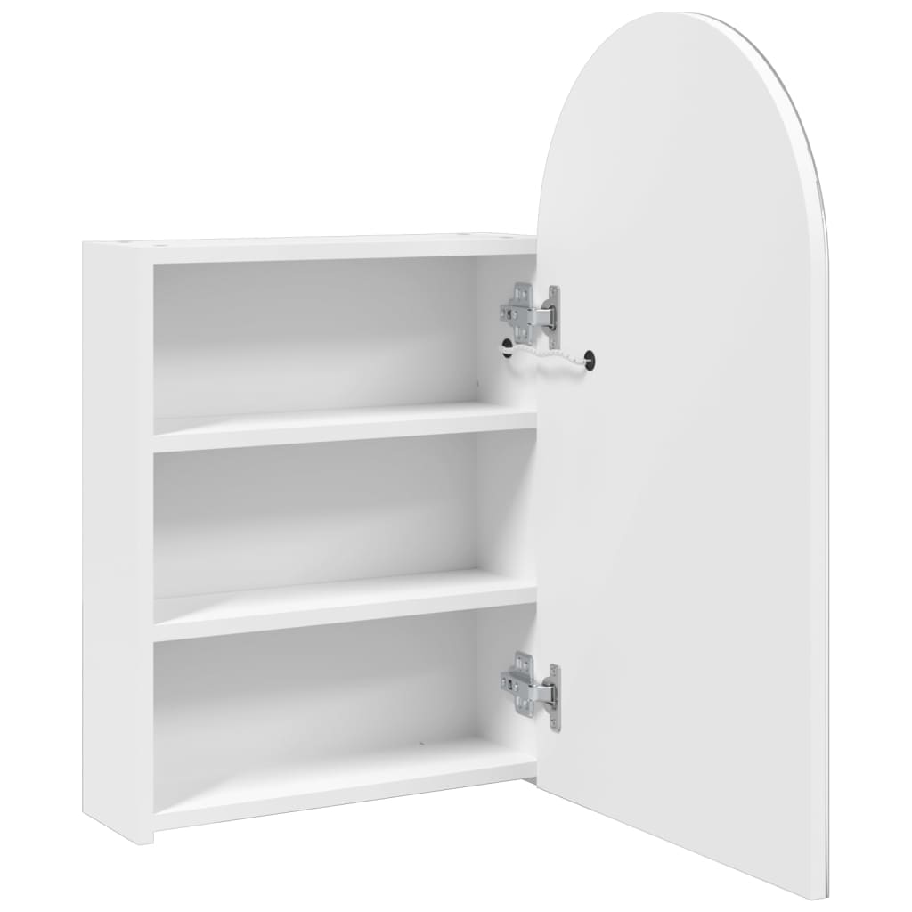 vidaXL Spiegelschrank mit LED-Beleuchtung Gewölbt Weiß 42x13x70 cm