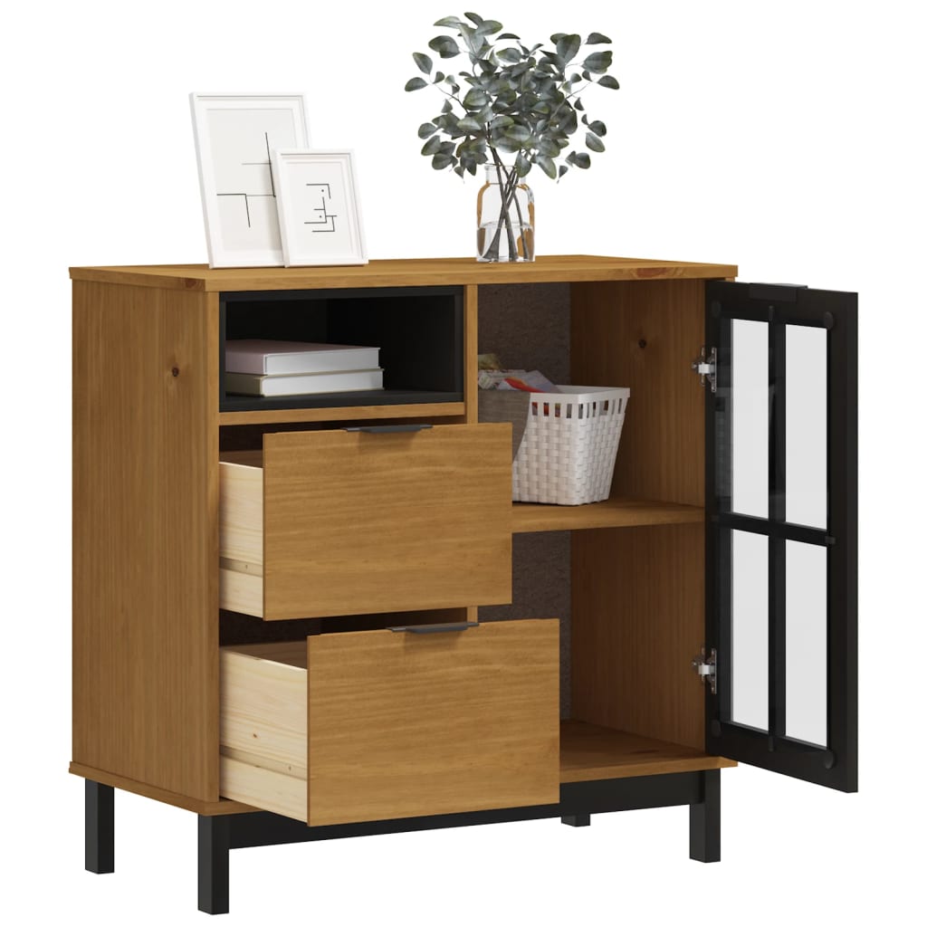 vidaXL Sideboard mit Glastür FLAM 80x40x80 cm Massivholz Kiefer