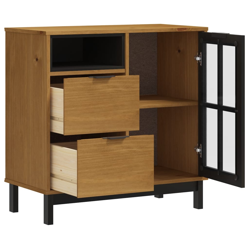 vidaXL Sideboard mit Glastür FLAM 80x40x80 cm Massivholz Kiefer