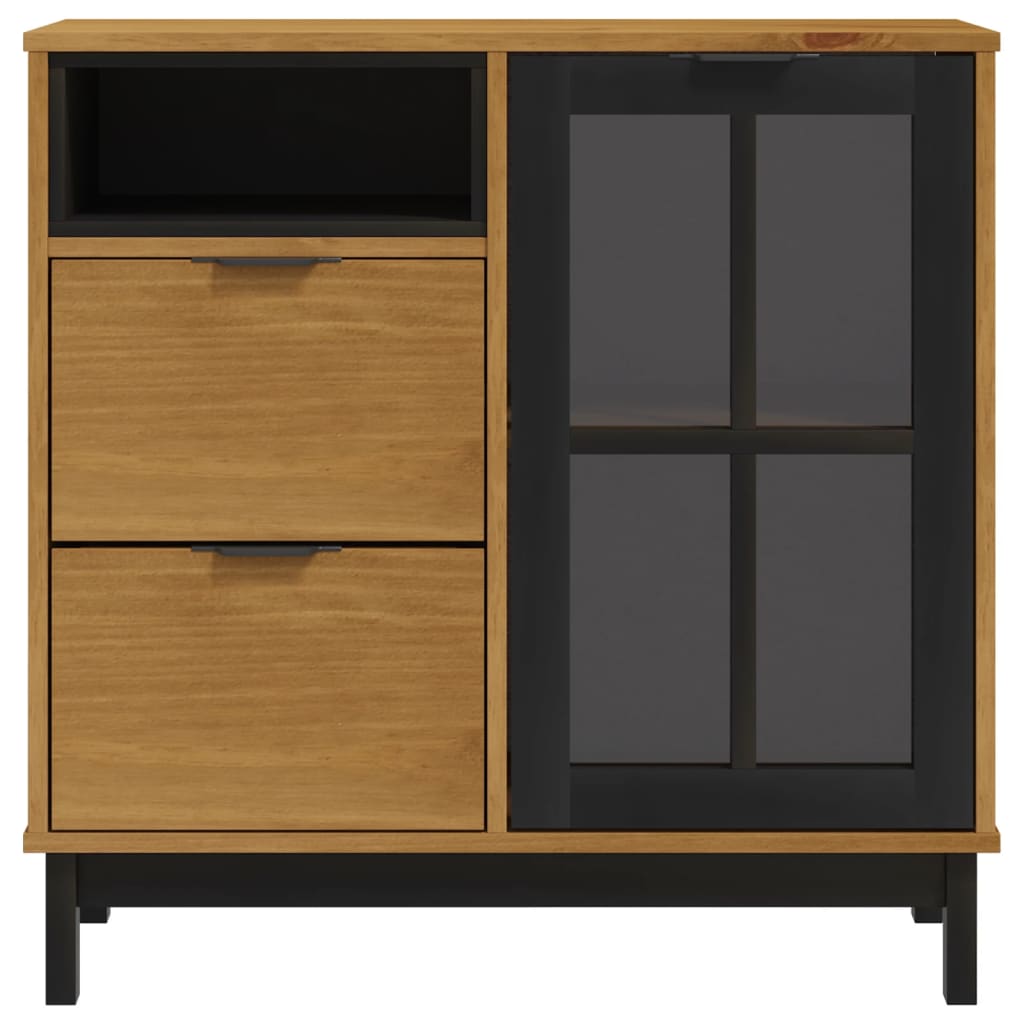 vidaXL Sideboard mit Glastür FLAM 80x40x80 cm Massivholz Kiefer