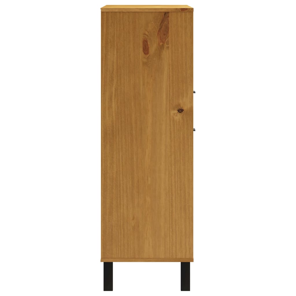 vidaXL Highboard mit Glastür FLAM 92x40x122,5 cm Massivholz Kiefer