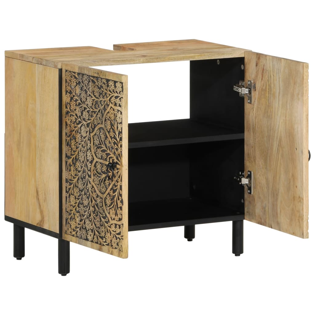 vidaXL Waschbeckenunterschrank 62x33x58 cm Massivholz Mango