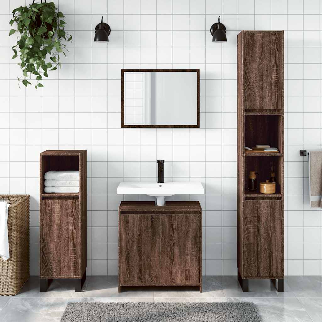vidaXL 2-tlg. Badmöbel-Set Braun Eichen-Optik Holzwerkstoff
