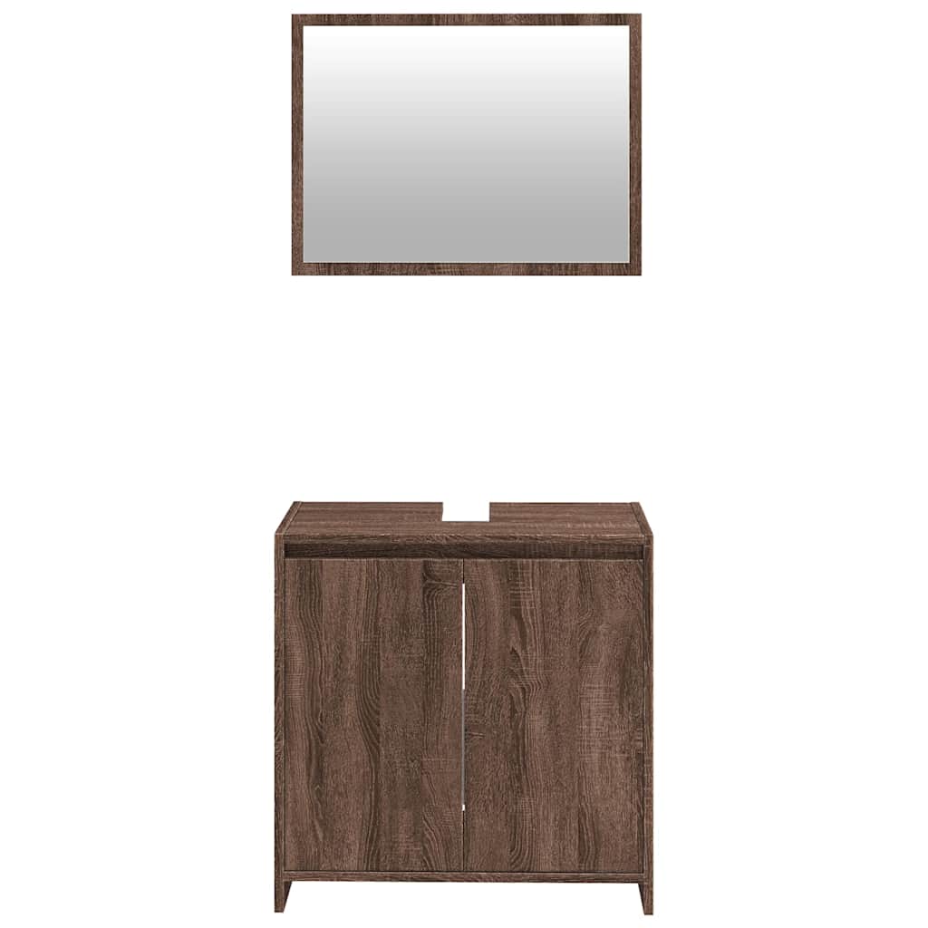 vidaXL 2-tlg. Badmöbel-Set Braun Eichen-Optik Holzwerkstoff