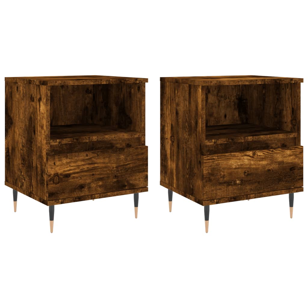 vidaXL Nachttische 2 Stk. Räuchereiche 40x35x50 cm Holzwerkstoff