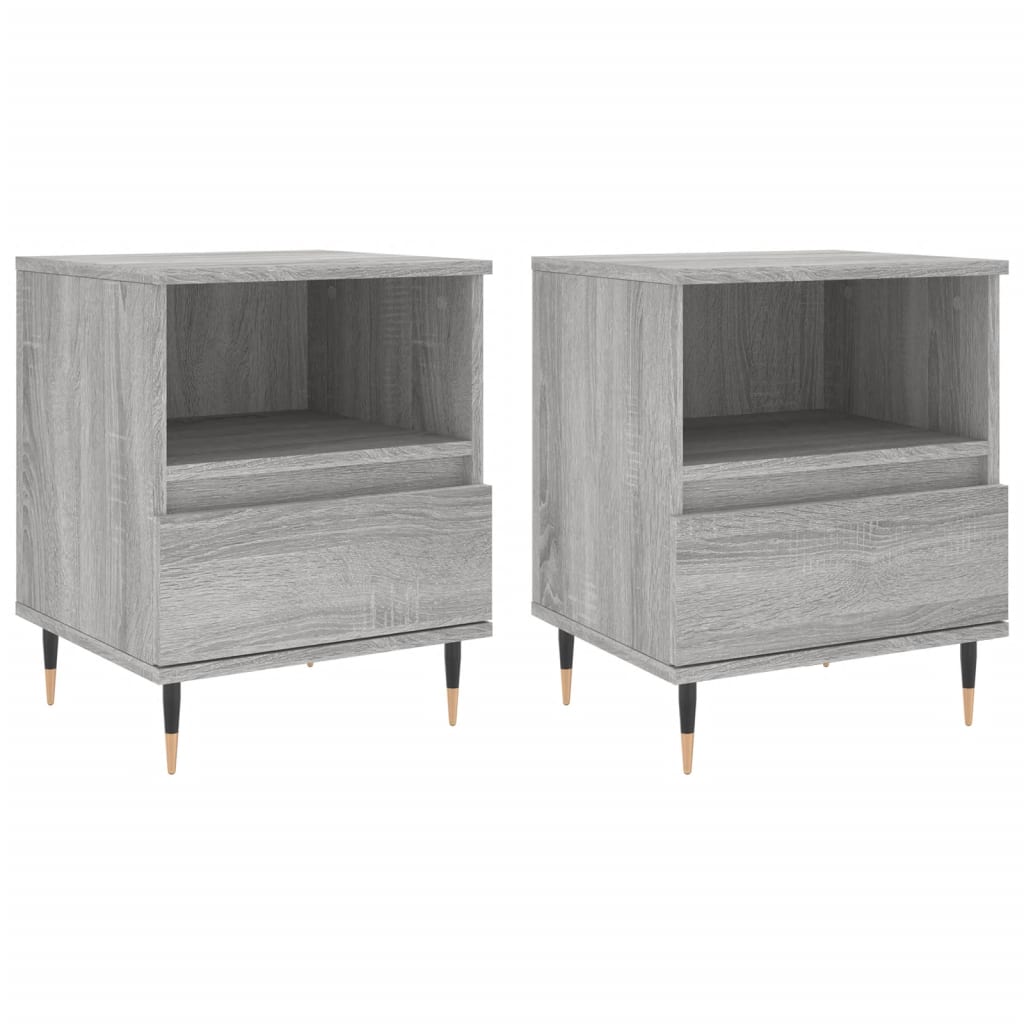 vidaXL Nachttische 2 Stk. Grau Sonoma 40x35x50 cm Holzwerkstoff