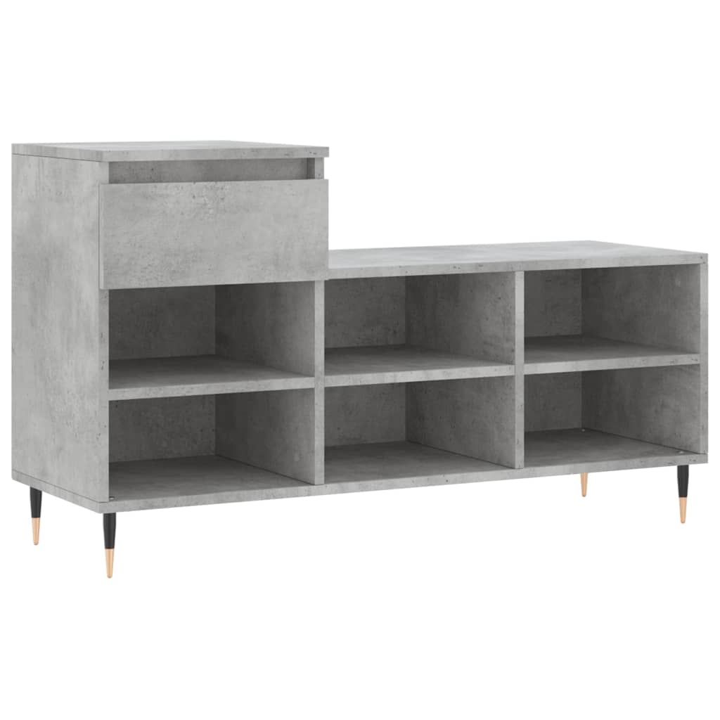 vidaXL Schuhregal Betongrau 102x36x60 cm Holzwerkstoff