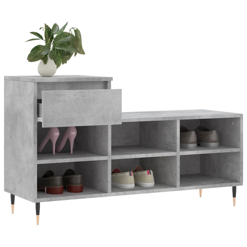 vidaXL Schuhregal Betongrau 102x36x60 cm Holzwerkstoff