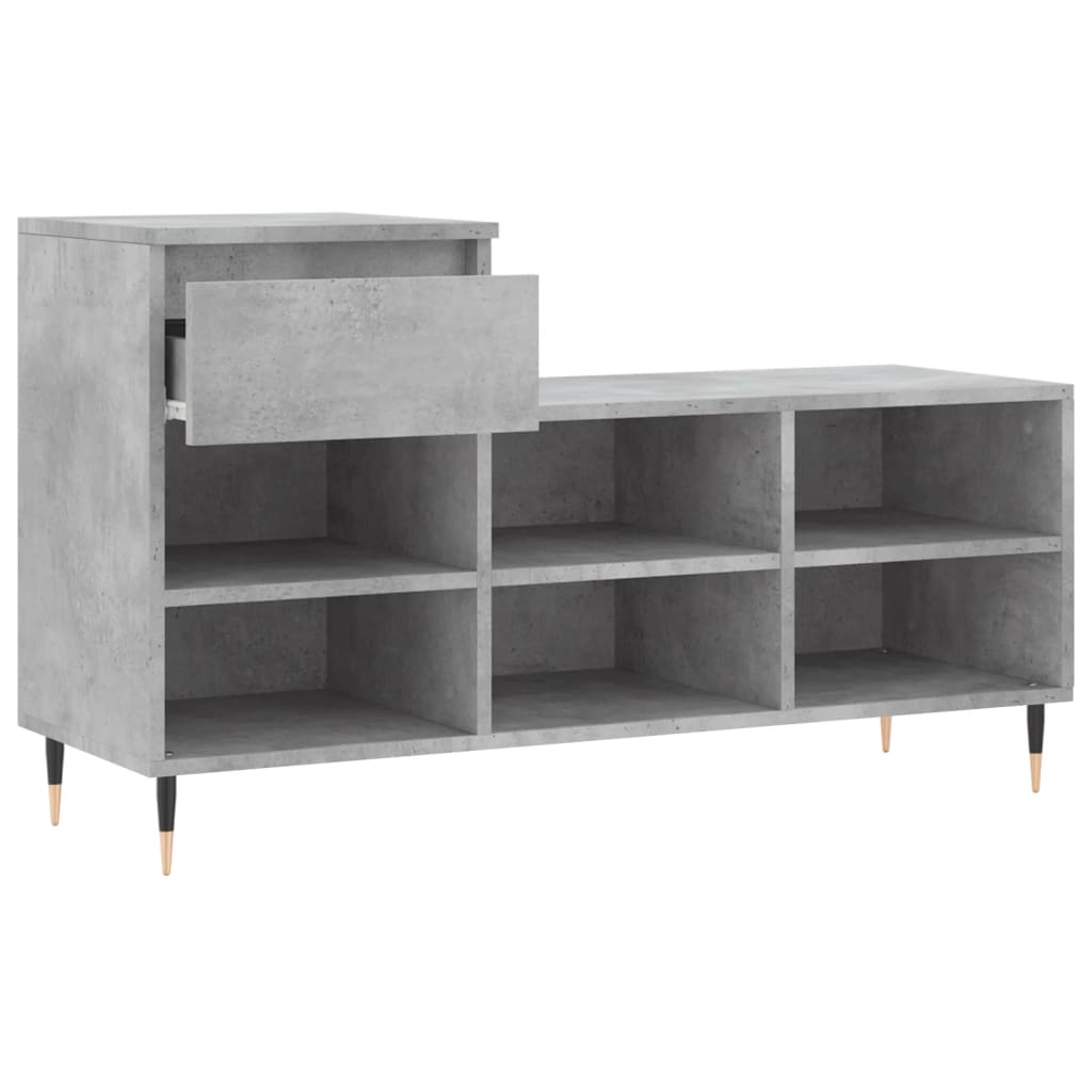 vidaXL Schuhregal Betongrau 102x36x60 cm Holzwerkstoff