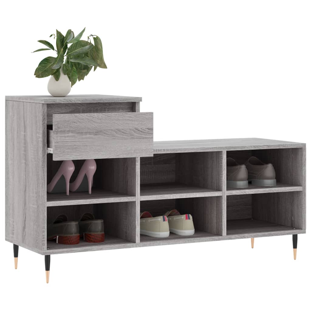 vidaXL Schuhregal Grau Sonoma 102x36x60 cm Holzwerkstoff