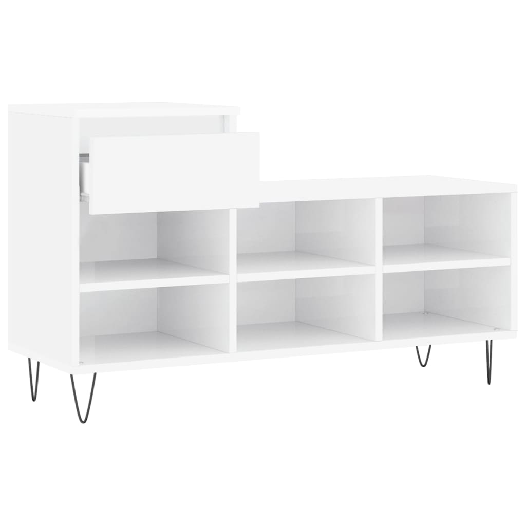 vidaXL Schuhregal Hochglanz-Weiß 102x36x60 cm Holzwerkstoff