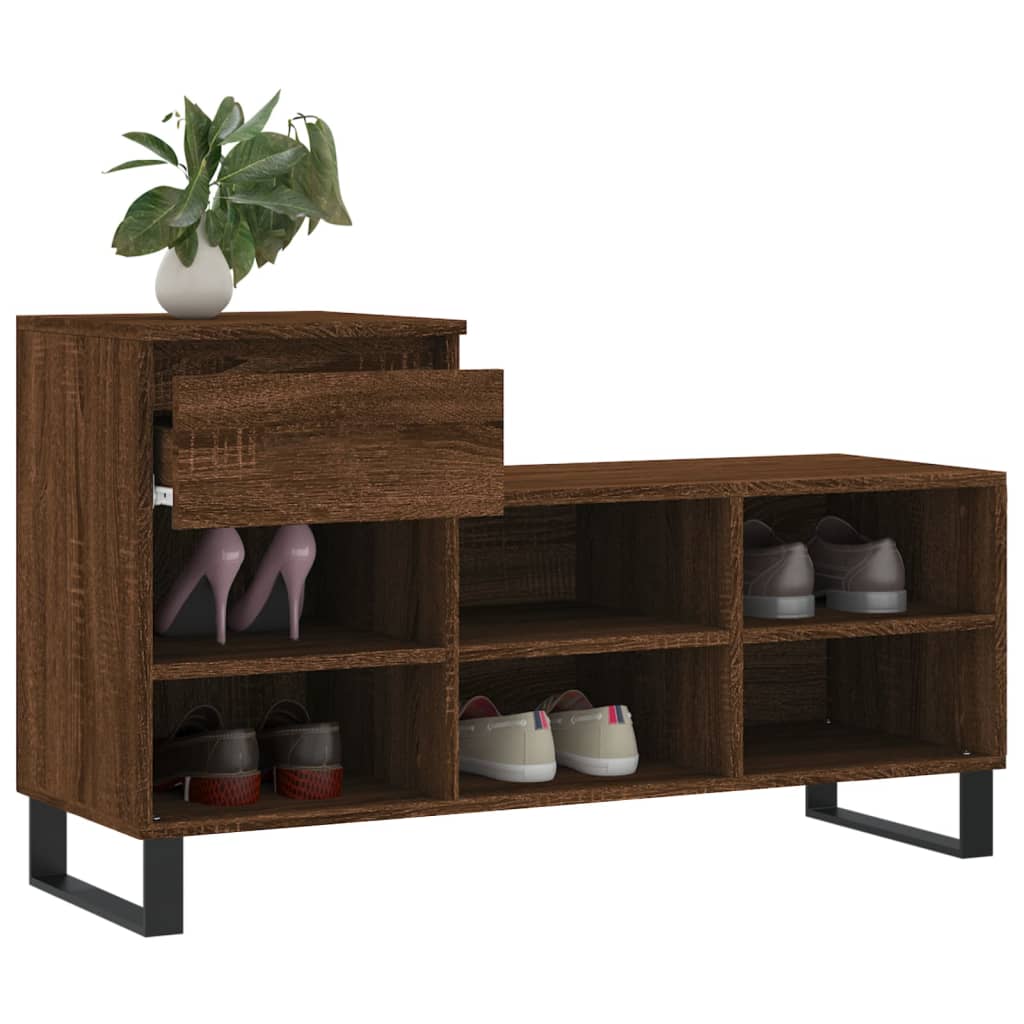 vidaXL Schuhregal Braun Eichen-Optik 102x36x60 cm Holzwerkstoff