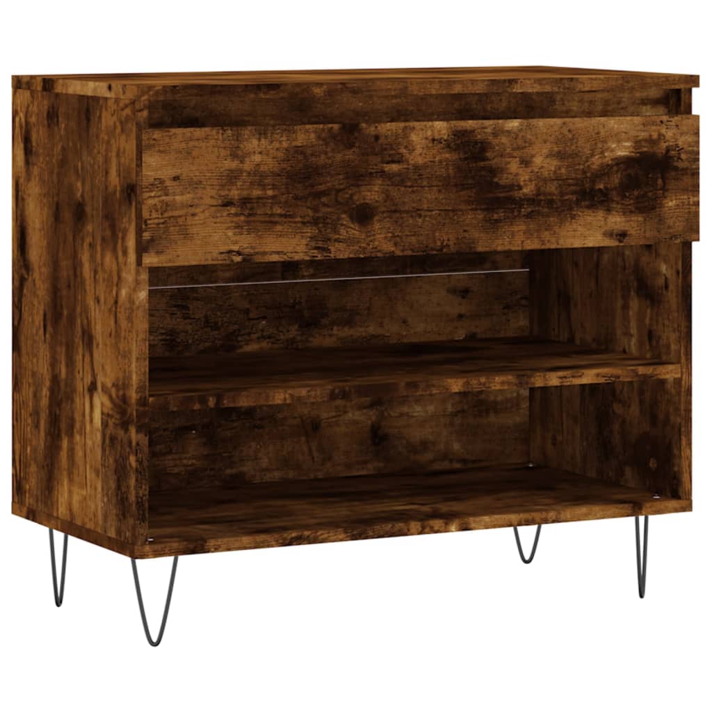 vidaXL Schuhregal Räuchereiche 70x36x60 cm Holzwerkstoff