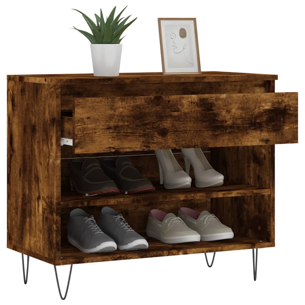vidaXL Schuhregal Räuchereiche 70x36x60 cm Holzwerkstoff