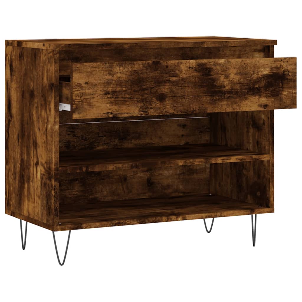 vidaXL Schuhregal Räuchereiche 70x36x60 cm Holzwerkstoff