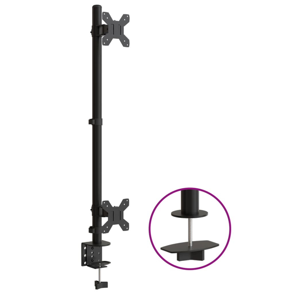 vidaXL Tischhalterung für 2 Monitore Schwarz Stahl VESA 75/100 mm