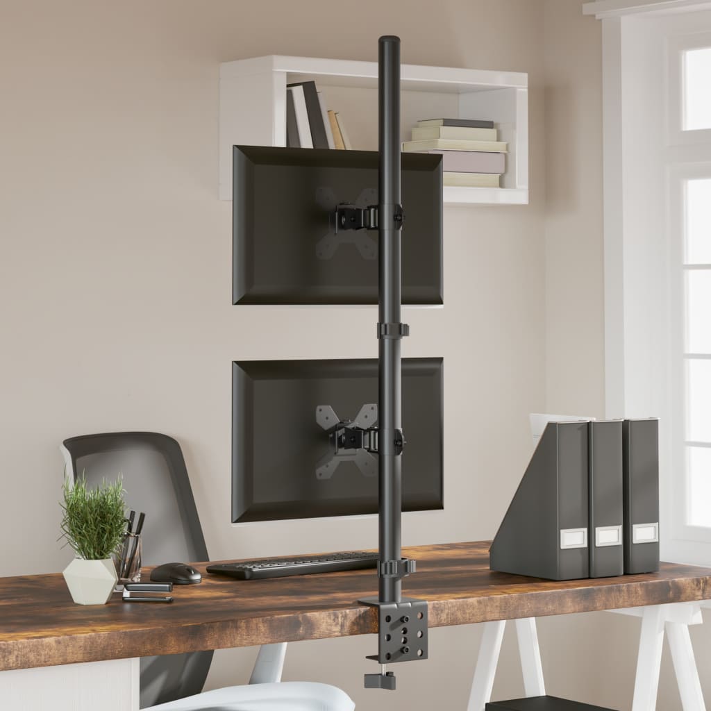vidaXL Tischhalterung für 2 Monitore Schwarz Stahl VESA 75/100 mm