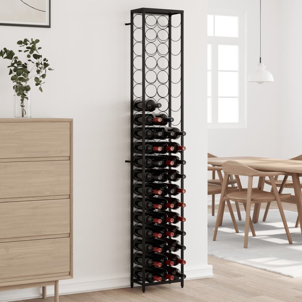 vidaXL Weinregal für 57 Flaschen Schwarz 34x18x200 cm Schmiedeeisen