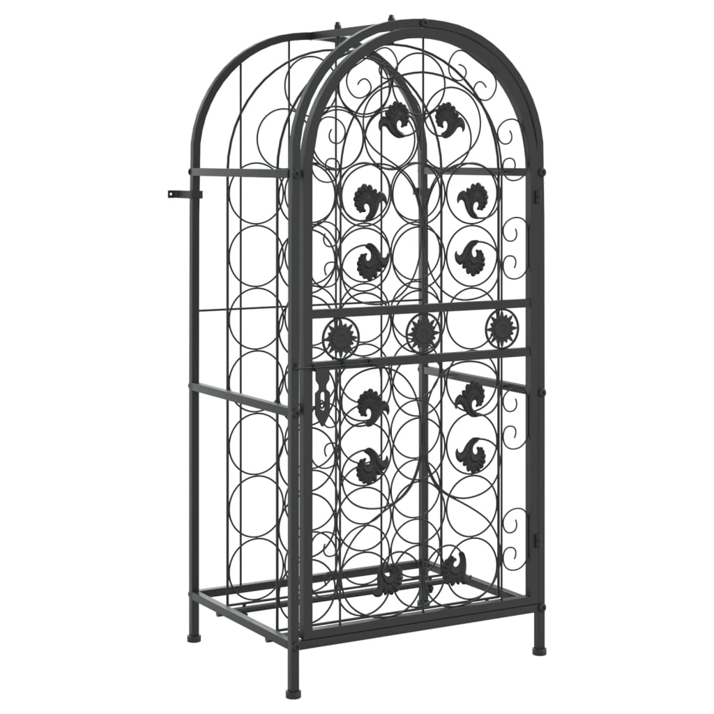 vidaXL Weinregal für 33 Flaschen Schwarz 45x36x100 cm Schmiedeeisen