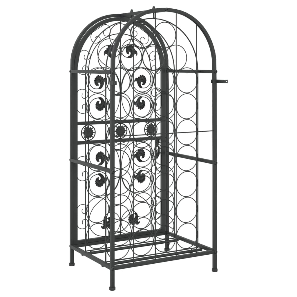 vidaXL Weinregal für 33 Flaschen Schwarz 45x36x100 cm Schmiedeeisen