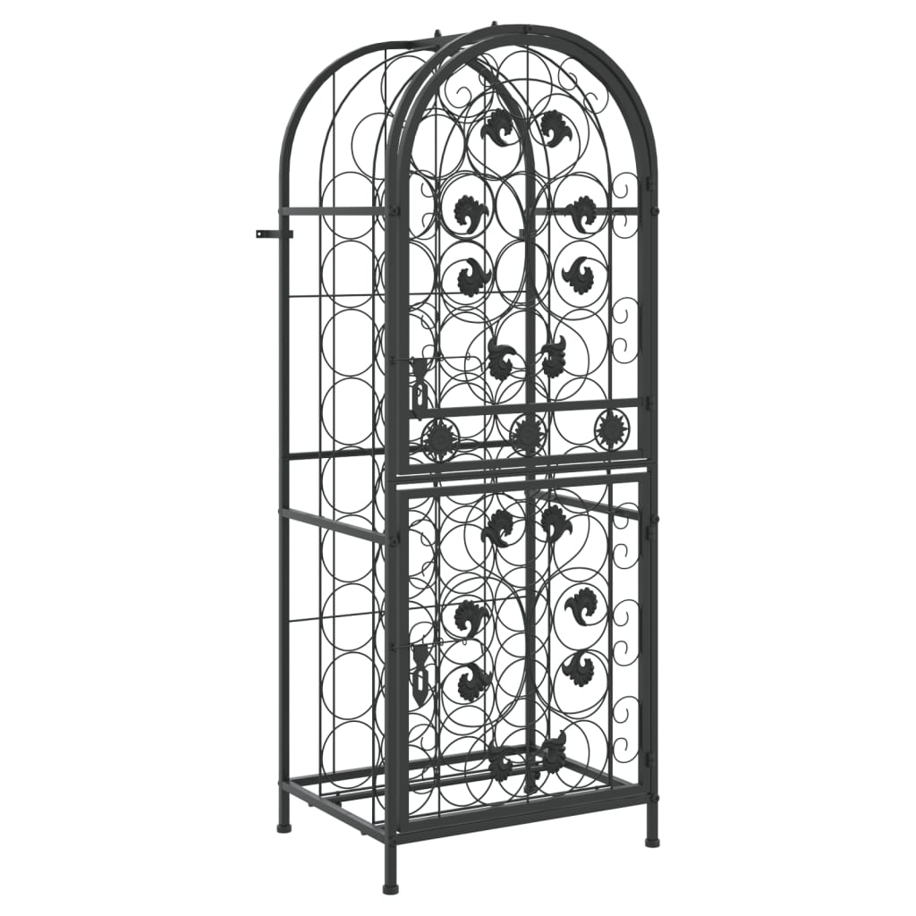 vidaXL Weinregal für 41 Flaschen Schwarz 45x36x120 cm Schmiedeeisen
