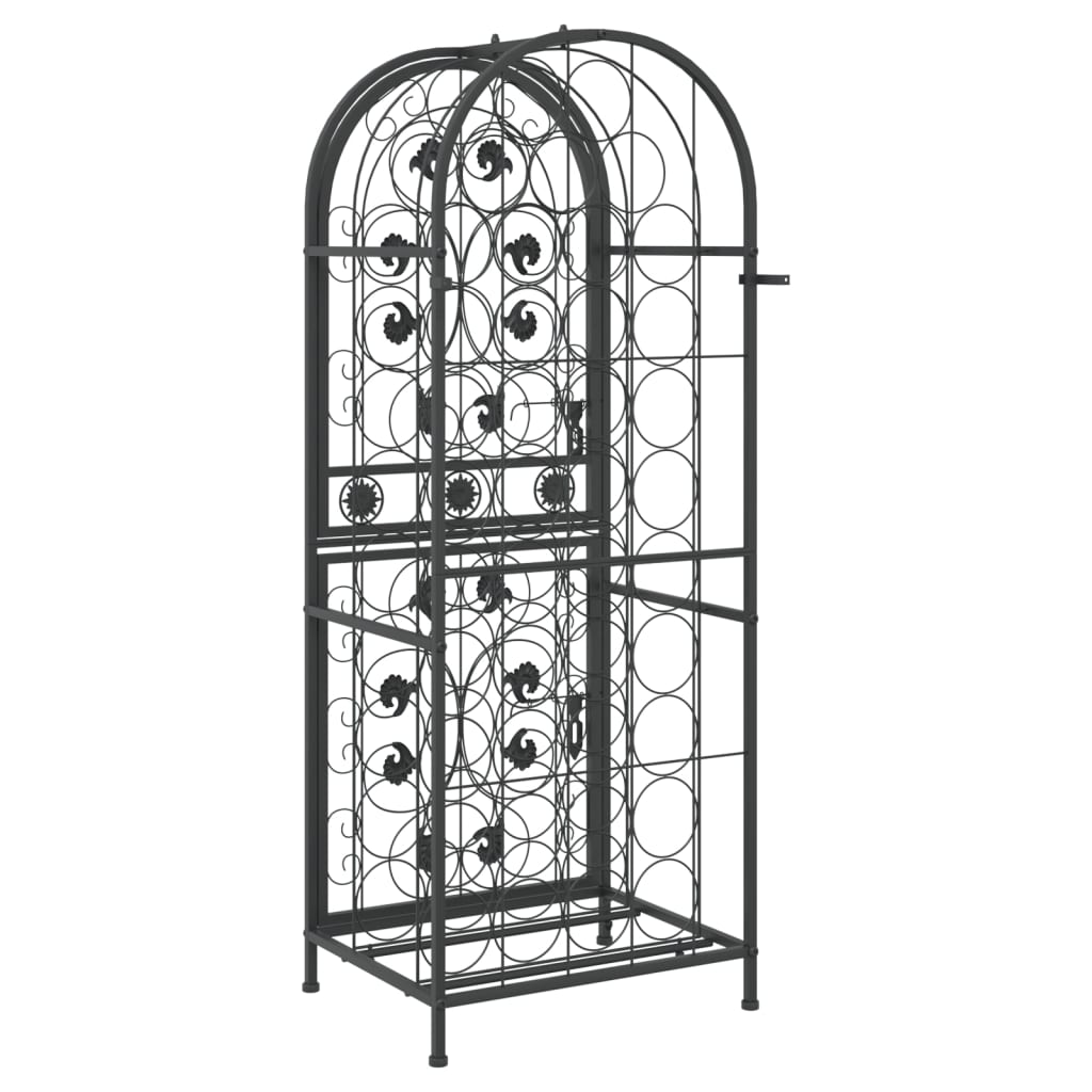 vidaXL Weinregal für 41 Flaschen Schwarz 45x36x120 cm Schmiedeeisen
