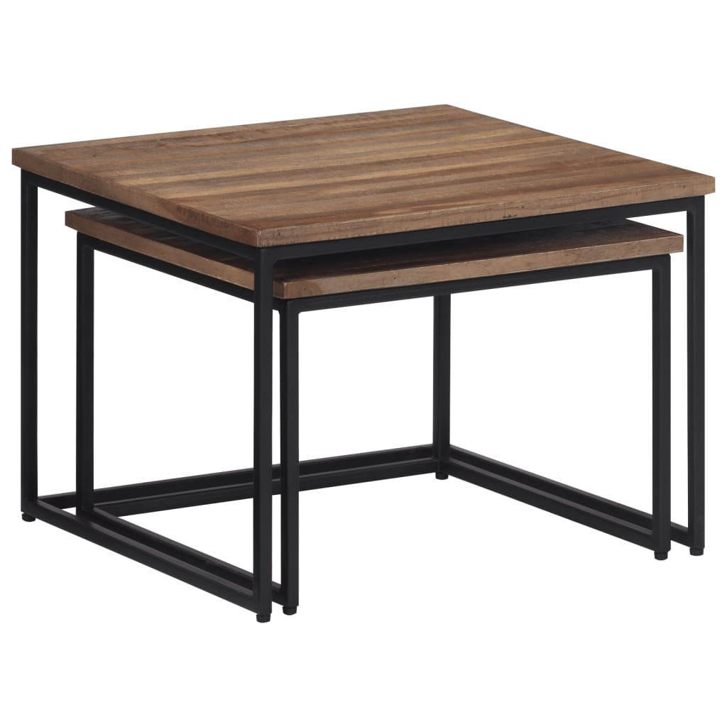 vidaXL Satztische 2 Stk. Massivholz Teak