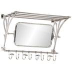 vidaXL Wandgarderobe mit Kleiderhaken & Spiegel Aluminium