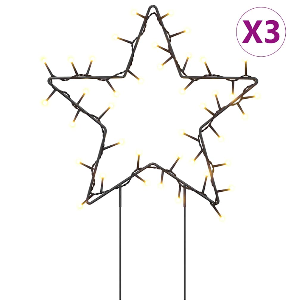 vidaXL Weihnachtssterne mit Erdspießen 3 Stk. 50 LEDs 29 cm