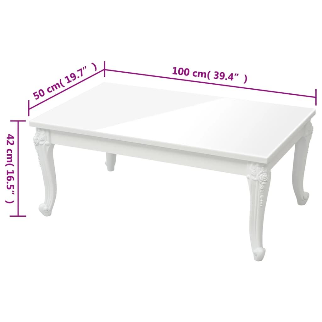 vidaXL Couchtisch Hochglanz-Weiß 100x50x42 cm Holzwerkstoff