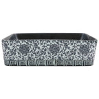 vidaXL Aufsatzwaschbecken Schwarz Blau Rechteckig 46x35,5x13cm Keramik