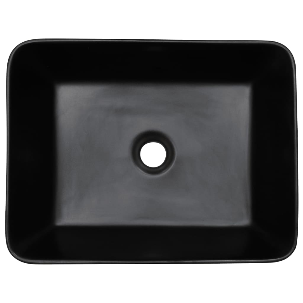 vidaXL Aufsatzwaschbecken Schwarz Blau Rechteckig 46x35,5x13cm Keramik