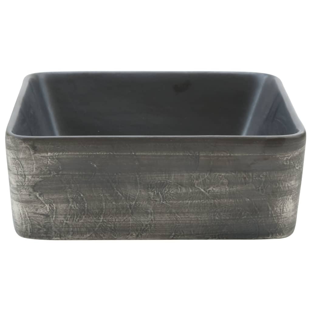 vidaXL Aufsatzwaschbecken Schwarz Braun Rechteck 46x35,5x13cm Keramik
