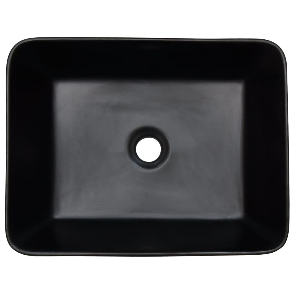 vidaXL Aufsatzwaschbecken Schwarz Braun Rechteck 46x35,5x13cm Keramik