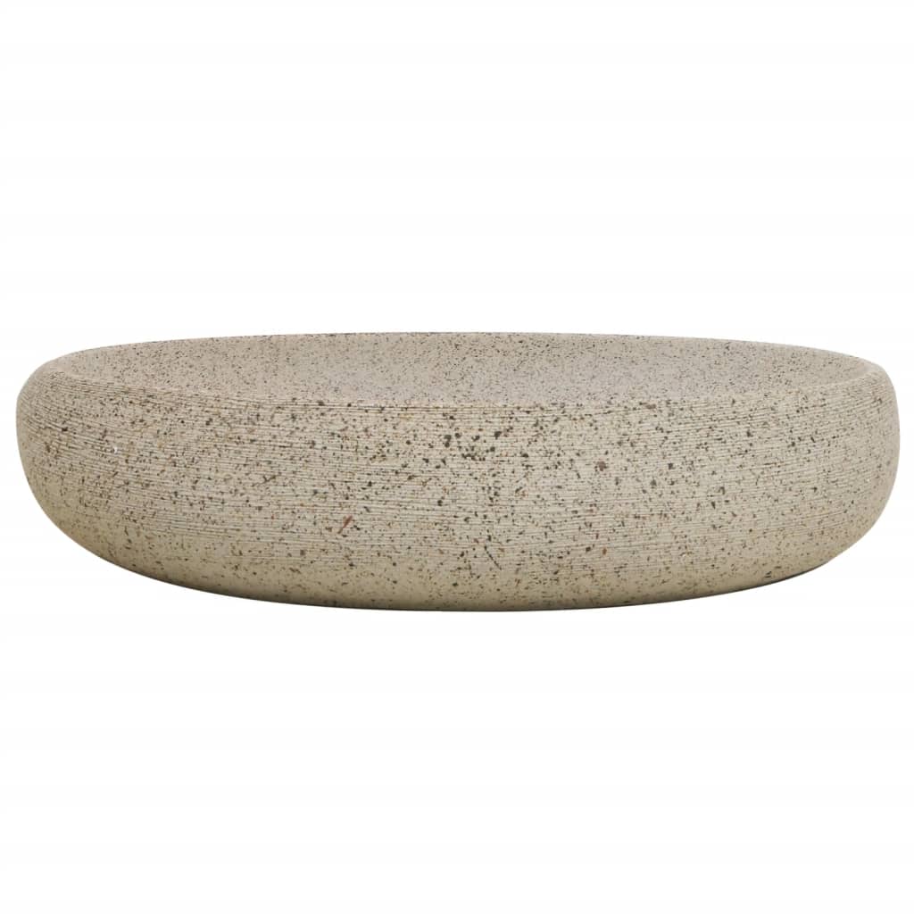 vidaXL Aufsatzwaschbecken Sandfarben Oval 59x40x15 cm Keramik